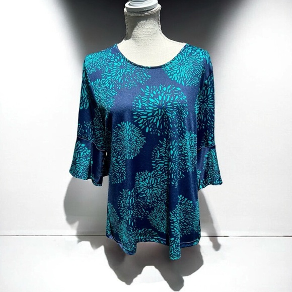 🌻Buckhead Betties "Just Bloom" Blue & Teal Cora Top Size XL - Picture 1 of 7